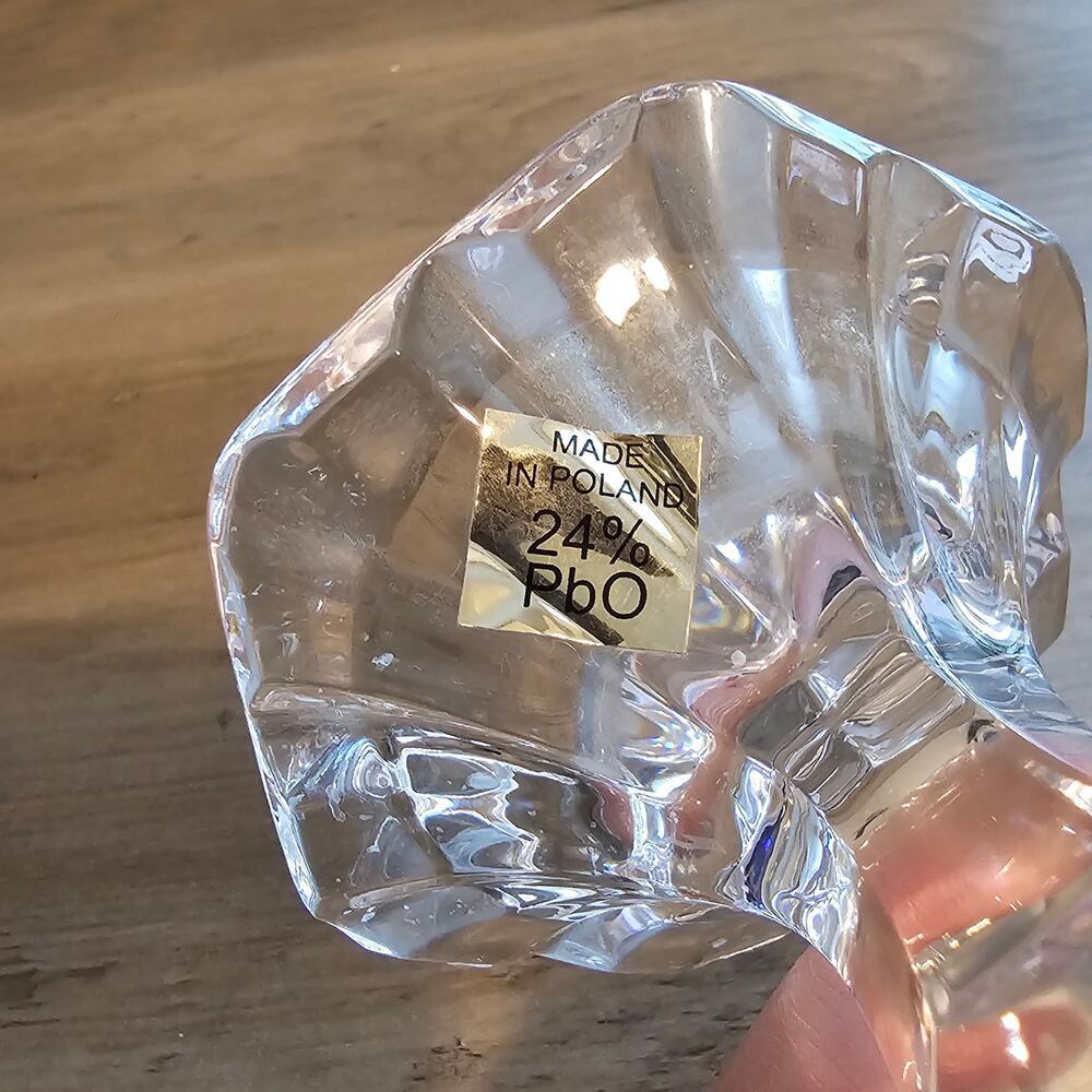 Vintage Polish Lead Crystal Tulip Candlestick Holder Taper 24% PbO Poland MCM - Picture 9 of 11